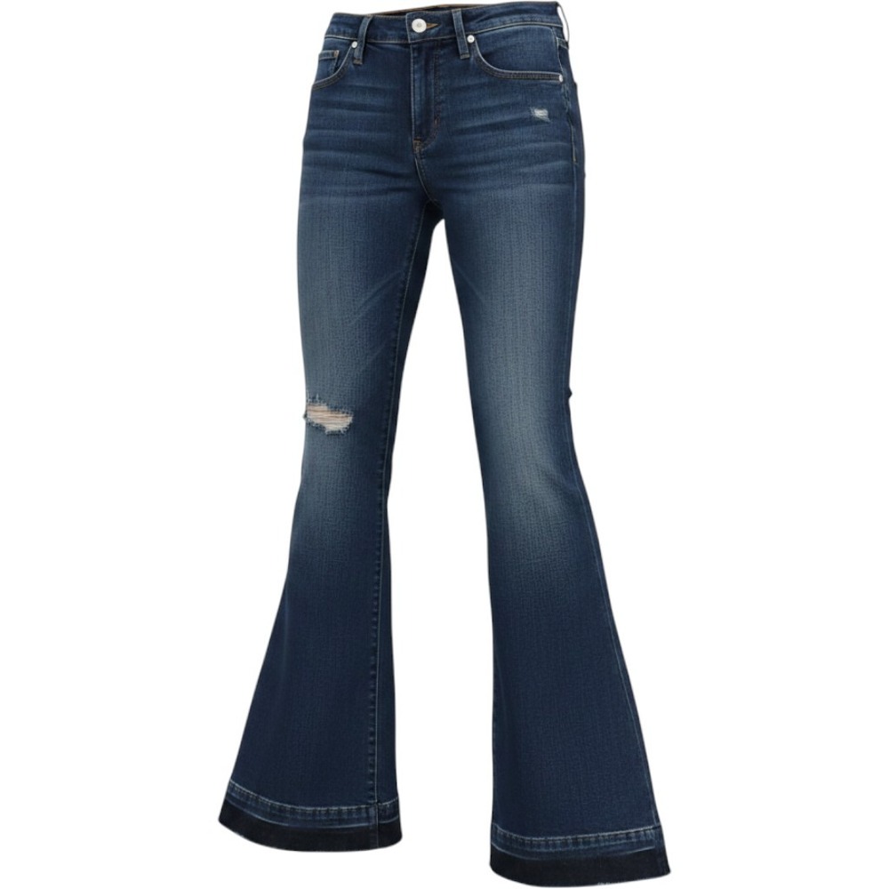 AGOLDE Madison Ultra 70s Flare Jeans Voyager Dark Wash Distressed Size 25